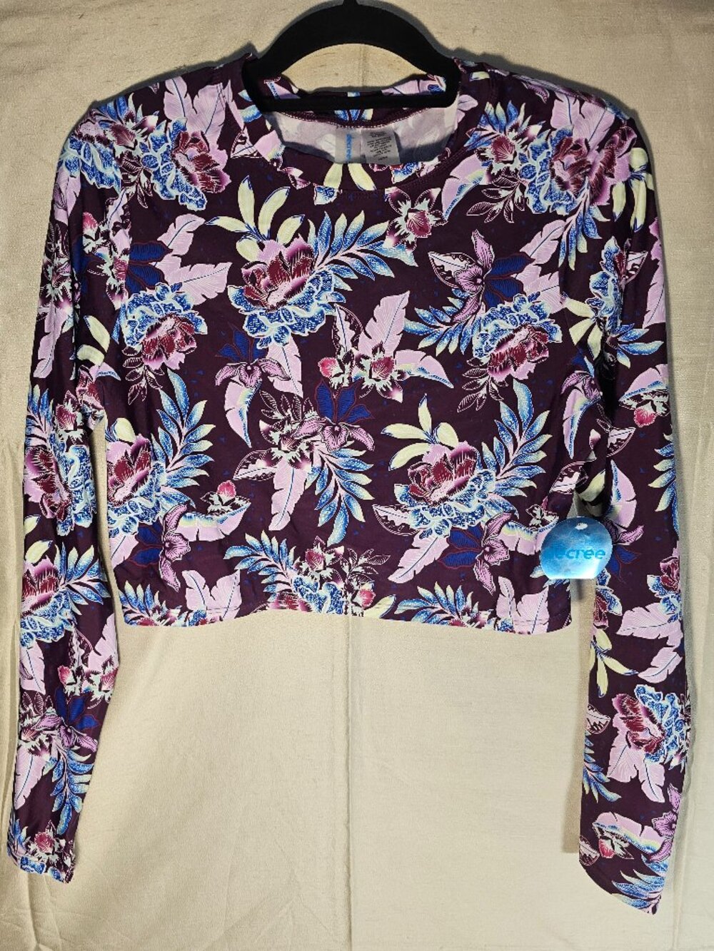 Decree Women's Multicolor Cropped Body Long Sleeve Swim Top Size XXL